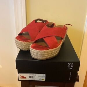 Naturalizer Women’s Oak Espadrille Wedge Sandal- Color Hot Sauce (Red) Size 7.5M